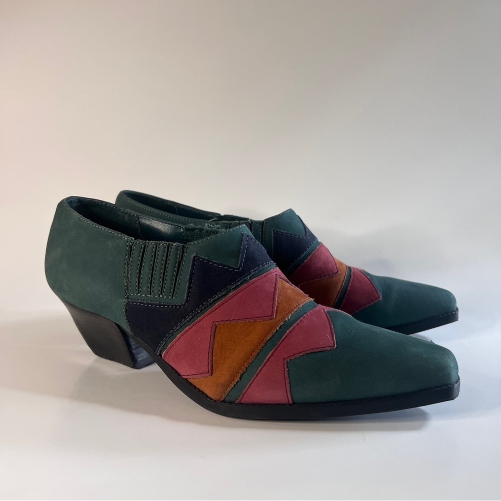 Vintage Southwestern Colorful Leather Ankle Boots